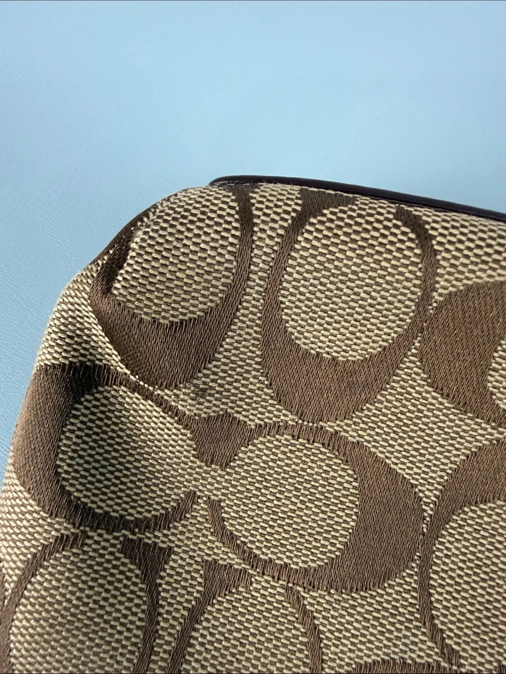 Coach Brown/Tan Signature Canvas Wristlet with Tassel